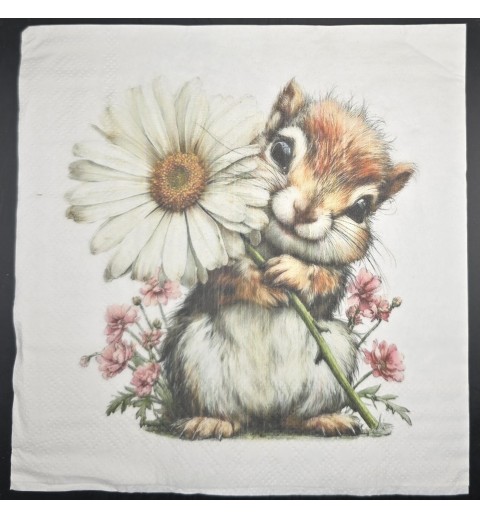 Serviette Eichhörnchen mit Margerite