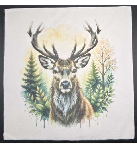 Serviette Hirschkopf/Wald