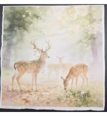 Serviette Hirsch und Reh im Nebel Wald