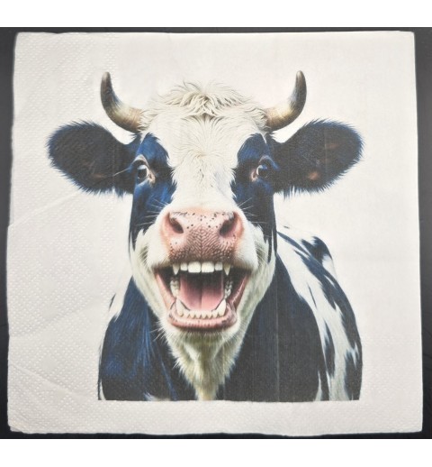 Serviette Lachende Kuh s/w