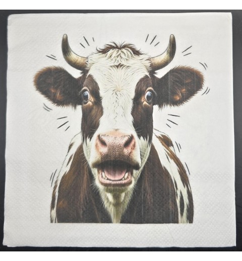 Serviette Erschrockene Kuh s/w
