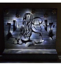 Schild stehend Metall Hund und Mädchen und Leds