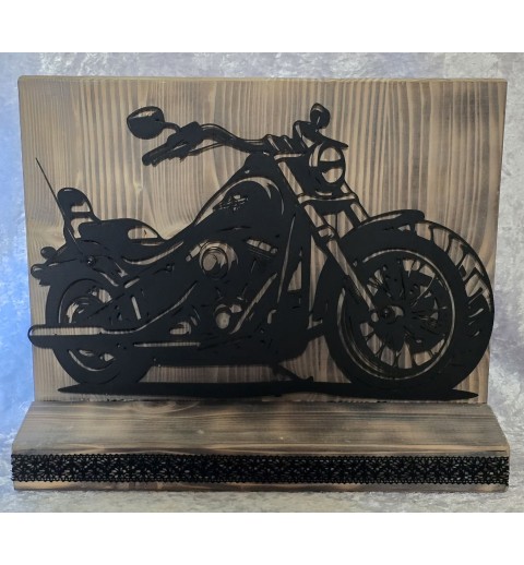 Schild stehend Metall Motorrad und Leds