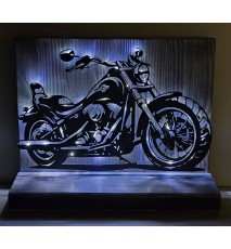 Schild stehend Metall Motorrad und Leds