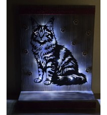 Schild stehend Katze und Leds