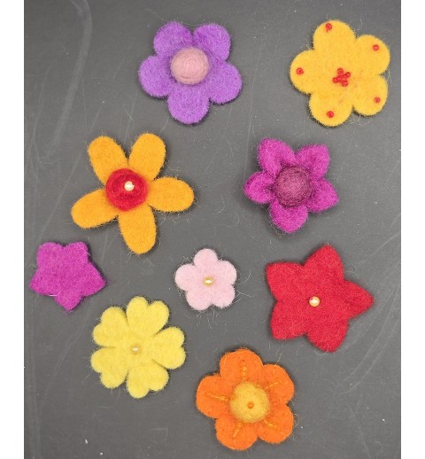 Filz Blumen Set rot-orange-pink