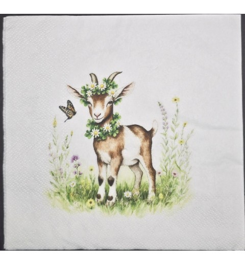 Serviette Ziege mit Margriten
