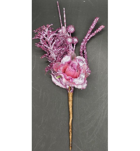 Glitter Rosenbouquet magenta