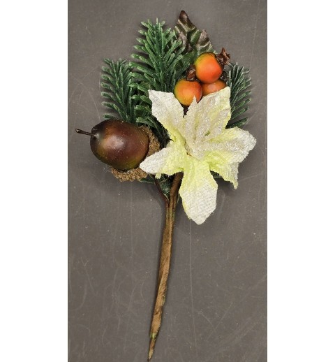 Weihnachtsstern/Tannenzweig weiss-grün