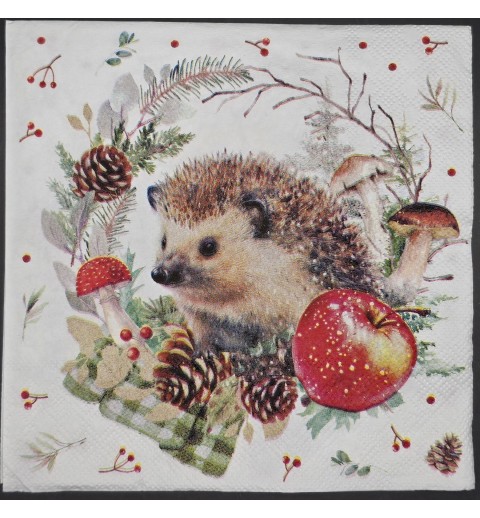 Serviette Igel/Apfel/Tannenzapfen/Pilze