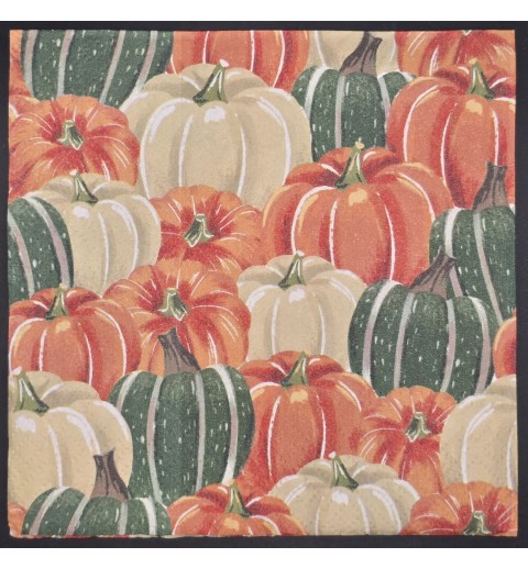 Serviette Kürbisse grün-orange-creme
