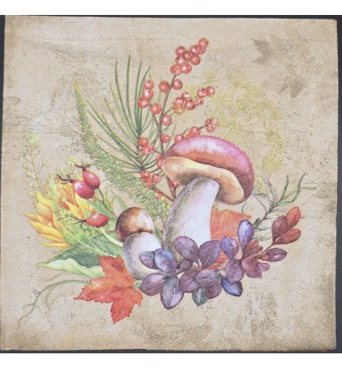 Serviette Pilze/Blätter/Zweige