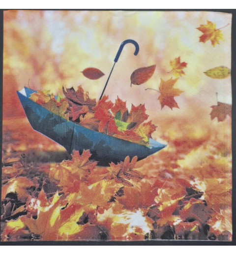 Serviette Regenschirm/Herbstblätter