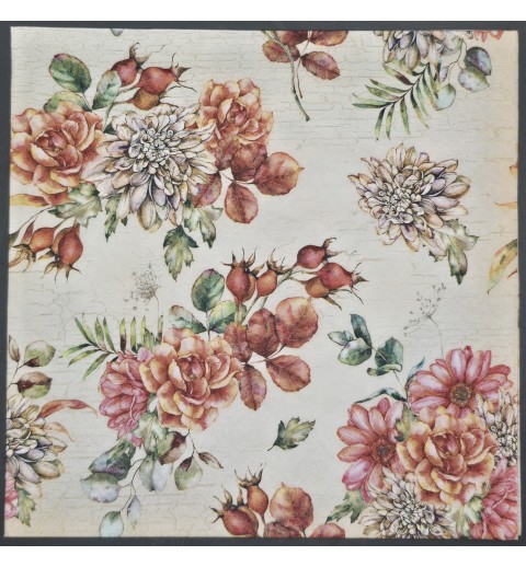 Serviette Herbstliche Blumen orange-lachs-creme