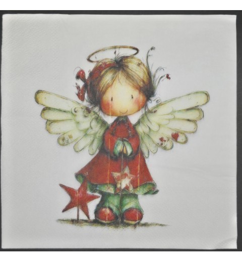 Serviette Engel mit rotem Mantel