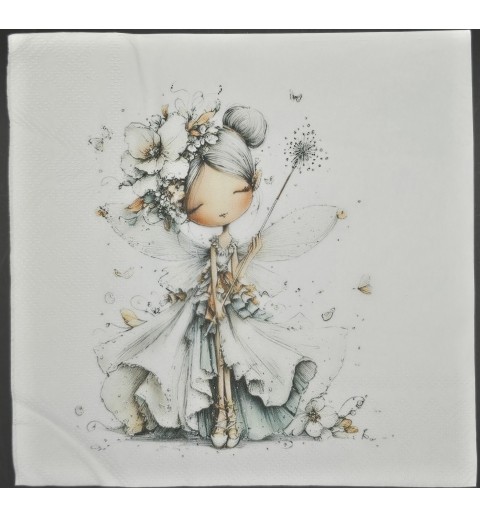 Serviette Fee mit weissem Kleid