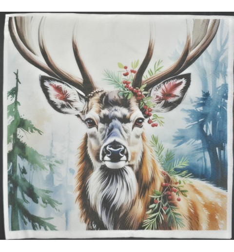 Serviette Hirschkopf/Wald