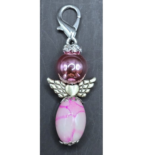 Perlen Engel oval rosa-gemustert