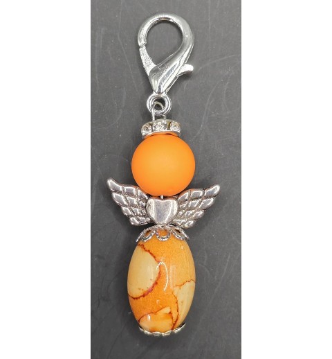 Perlen Engel oval orange-gemustert