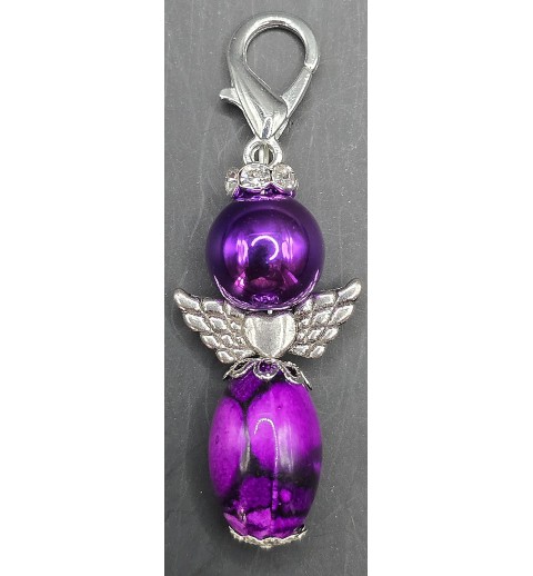 Perlen Engel oval violette-gemustert