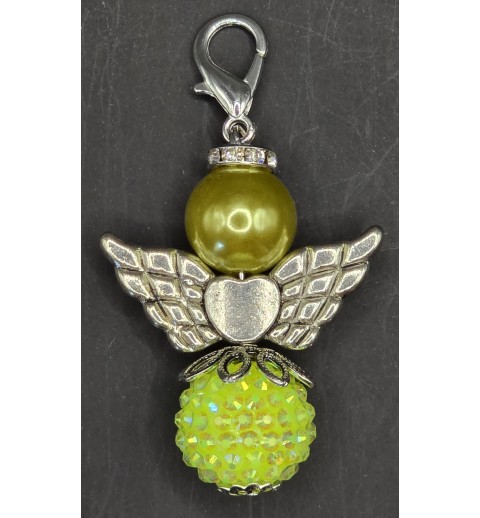 Perlen Engel gelb-olive-glitzer