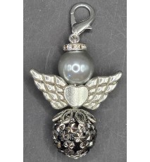 Perlen Engel grau-silber-sternen-glitzer