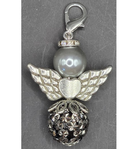 Perlen Engel grau-silber-sternen-glitzer