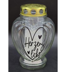Grablicht Glas Herz "Herzenslicht"