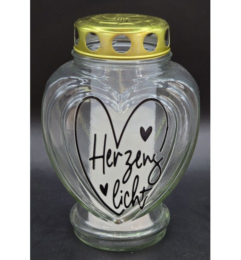 Grablicht Glas Herz "Herzenslicht"