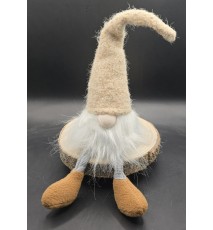 Wichtel aus Stoff sitzend beige-glitzer