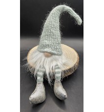 Wichtel aus Stoff sitzend mint-glitzer