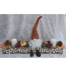 Herbst Kistchen mit Wichtel/Kerze terracotta