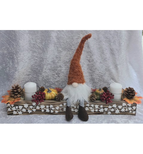 Herbst Kistchen mit Wichtel/Kerze terracotta