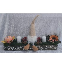 Herbst Kistchen mit Wichtel/Kerze beige