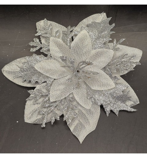 Künstliche Blume silber/glitzer