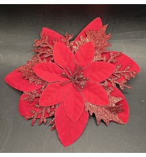 Künstliche Blume rot/glitzer
