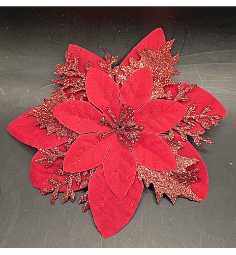 Künstliche Blume rot/glitzer