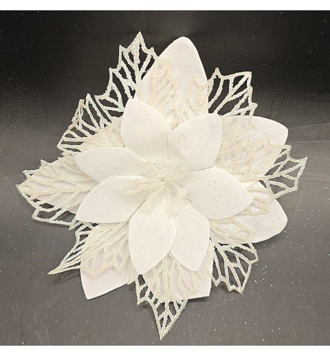 Künstliche Blume weiss/glitzer