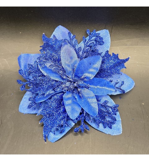 Künstliche Blume blau/glitzer
