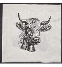 Serviette Kuh/Murmeltiere schwarz-weiss