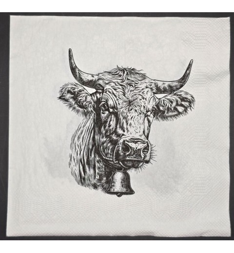 Serviette Kuh/Murmeltiere schwarz-weiss