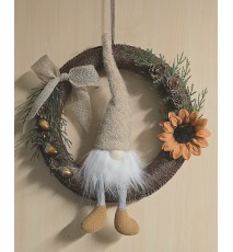 Tür/Wanddeko Ring Wichtel/Blume braun-glitzer-orange-beige