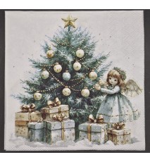 Serviette Weihnachtsbaum/Engel/Geschenke