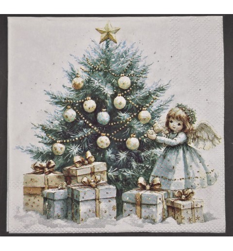Serviette Weihnachtsbaum/Engel/Geschenke