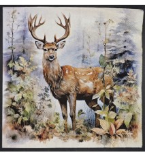 Serviette Stolzer Hirsch im Wald