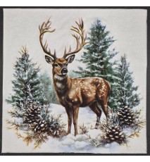 Serviette Stolzer Hirsch im Schneewald