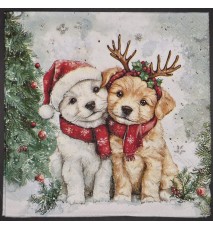 Serviette Zwei niedliche Hunde mit Winterschal/Schnee/Weihnachtsbaum