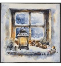 Serviette Fenster/Schnee/Laterne