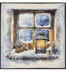 Serviette Fenster/Schnee/Laterne