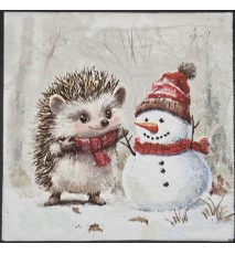 Serviette Igel und Schneemann